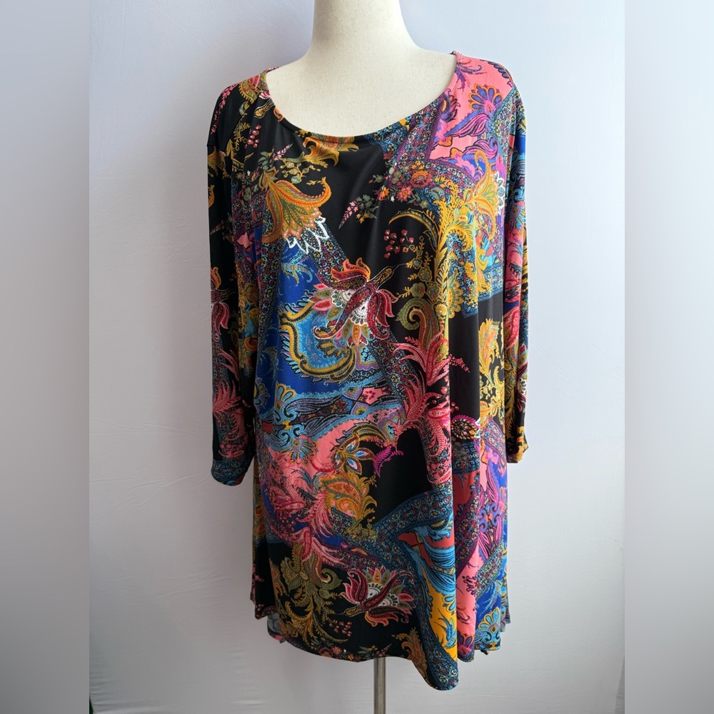 Attitudes by Renee Multicolor Paisley‎ Blouse